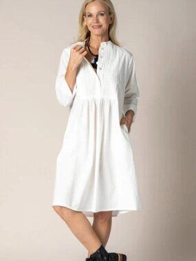 Zara White Linen Cotton Peasant Cottagecore Button Flour Sack Midi Dress XS